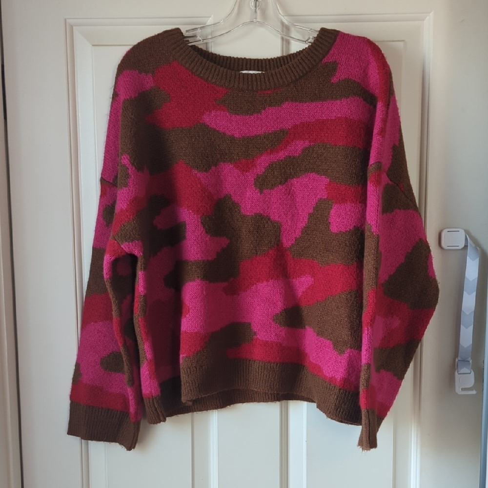 Bright Pink Camo Sweater